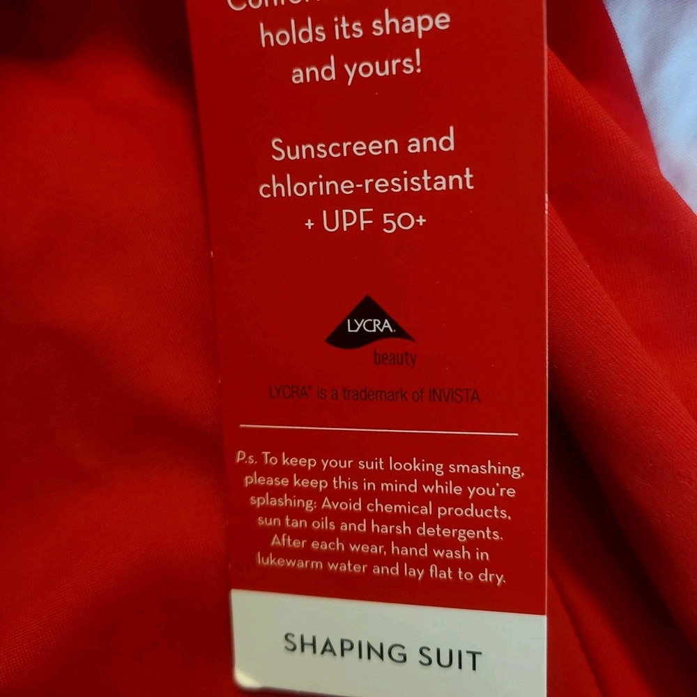 Spanx Long Sleeve One Piece Shaping Swimsuit Red Bathing Suit UPF 50+ Size 12 - Picture 9 of 9